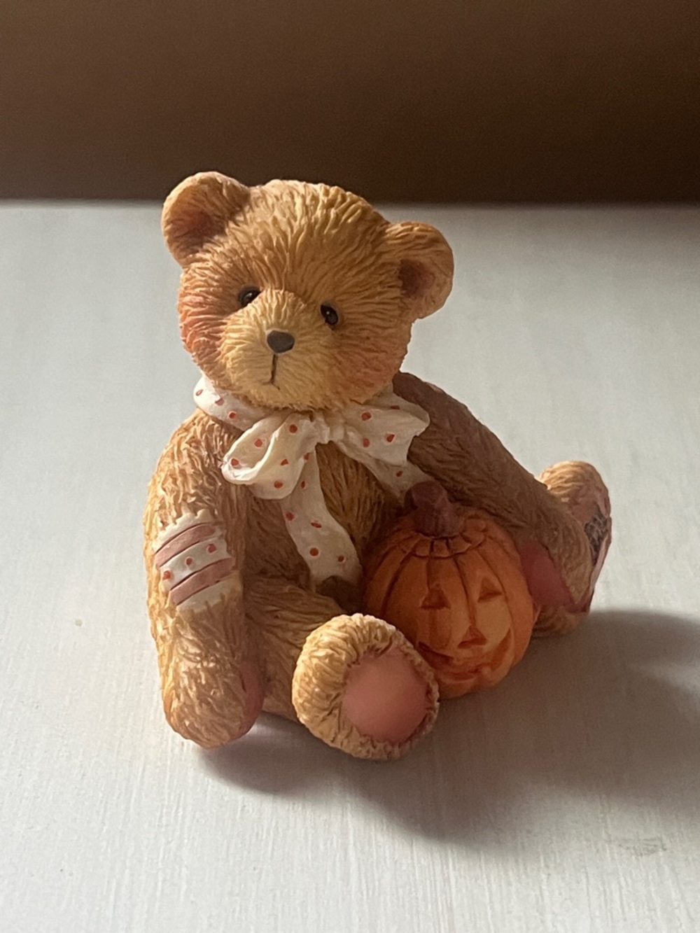 Cherished Teddies Oscar Bear Figurine with Pumpkin
